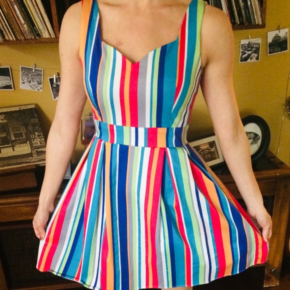 Ixia Dresses & Skirts - IXIA Multicolored Striped Colorful Days Sweetheart